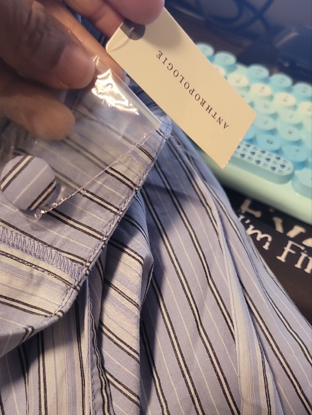 Maeve Anthropologie Blue and White Striped Skater Skirt - Picture 6 of 8